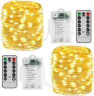warm white battery operated fairy lights 2 pack - 33ft 100led sliver wire string lights waterproof 8 modes led lighting with remote control for christmas wedding party home diy decor logo