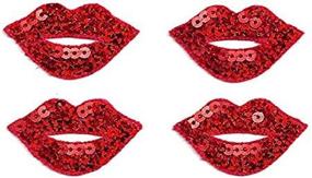img 3 attached to COLIBYOU Lips - Kiss - Love - Fashion - Red Sequin Iron On Applique Patch - Набор из 4 штук