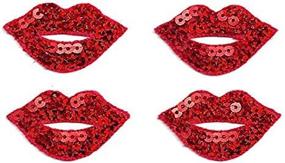 img 2 attached to COLIBYOU Lips - Kiss - Love - Fashion - Red Sequin Iron On Applique Patch - Set Of 4