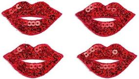 img 4 attached to COLIBYOU Lips - Kiss - Love - Fashion - Red Sequin Iron On Applique Patch - Set Of 4