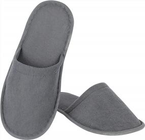 img 4 attached to 5 Pairs Disposable Velvet Open Toe Spa Slippers For Women & Men - Non-Slip Hotel, Guests, Travel