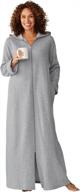 dreams & co. women's plus size long hooded fleece sweatshirt robe logo