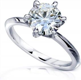 img 2 attached to Kobelli Classic Solitaire Round Brilliant Moissanite Engagement Ring 2 Carats 14K White Gold