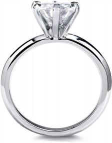 img 3 attached to Kobelli Classic Solitaire Круглое блестящее обручальное кольцо с муассанитом 2 карата 14-каратного белого золота