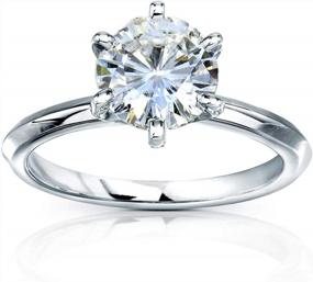 img 4 attached to Kobelli Classic Solitaire Round Brilliant Moissanite Engagement Ring 2 Carats 14K White Gold