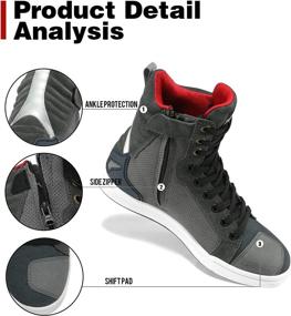 img 1 attached to Men's BORLENI Motorcycle Boots - Street Riding Shoes for Outdoor Trekking, Hiking & Work with Anti-Slip Grip