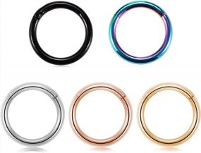 img 4 attached to 316L Hinged Segment Seamless Clicker Ring – Versatile Nose Ring Hoop, Septum And Helix Piercing Jewelry By PEAKLINK
