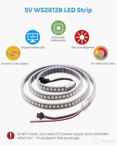 img 3 attached to Aclorol WS2812B 144 Pixels RGB LED Strip: Programmable Dream Color Lighting with 1M 144 LEDs, Weatherproof and Individually Addressable