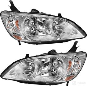 img 4 attached to 🚘 AUTOSAVER88 Headlight Assemblies: Chrome Housing, Clear Lens for 04-05 Civic