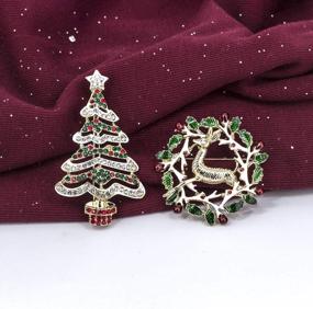 img 3 attached to Festive Brooch Pins Set - Celebrate The Holidays With YOQUCOL Christmas Tree And Elk Wreath Brooches For Women And Girls