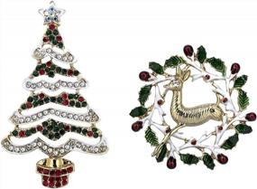 img 4 attached to Festive Brooch Pins Set - Celebrate The Holidays With YOQUCOL Christmas Tree And Elk Wreath Brooches For Women And Girls