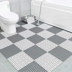 img 2 attached to 24 Pack Interlocking Drainage Floor Tiles 12"X12" Non-Slip Pool Bathtub Mats PVC Modular Cushion Deck Outdoor Mat For Pool, Bathroom, Shower Room