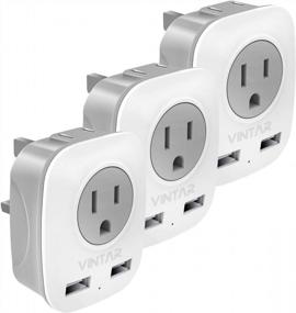 img 4 attached to Travel With Ease: Get A 3-Pack US To UK Plug Adapter With VINTAR International Power Adapter Including 2 USB Ports And 4 In 1 Outlet Adaptor For USA To British England Scotland Irish London Dubai!