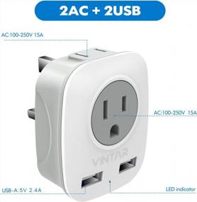 img 3 attached to Travel With Ease: Get A 3-Pack US To UK Plug Adapter With VINTAR International Power Adapter Including 2 USB Ports And 4 In 1 Outlet Adaptor For USA To British England Scotland Irish London Dubai!