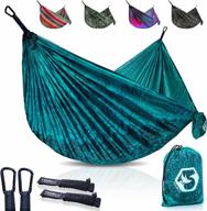 foxelli lightweight portable nylon hammock with tree ropes and carabiners – ideal for camping, hiking, backpacking, travel, beach, backyard & garden activities логотип