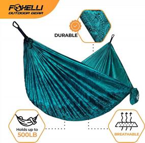 img 2 attached to Foxelli Lightweight Portable Nylon Hammock With Tree Ropes And Carabiners – Ideal For Camping, Hiking, Backpacking, Travel, Beach, Backyard & Garden Activities