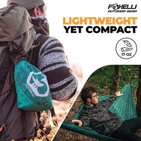 img 1 attached to Foxelli Lightweight Portable Nylon Hammock With Tree Ropes And Carabiners – Ideal For Camping, Hiking, Backpacking, Travel, Beach, Backyard & Garden Activities
