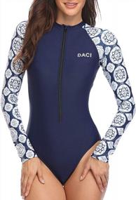 img 4 attached to Daci UV Protection Women'S Rash Guard One Piece Swimsuit With Long Sleeves And Zipper - Perfect For Surfing And Swimming - UPF 50+