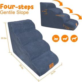 img 3 attached to 🐶 High Density Foam Dog Ramp Pet Stairs 4 Steps - Non-Slip, Soft Wide Deep Foam Ladder for Older or Disabled Dogs - Perfect for Bed, Couch, Sofa - Blue