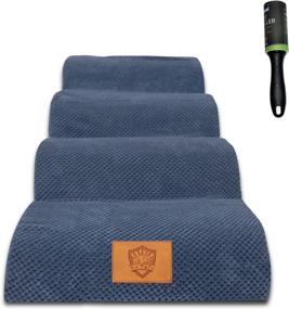 img 4 attached to 🐶 High Density Foam Dog Ramp Pet Stairs 4 Steps - Non-Slip, Soft Wide Deep Foam Ladder for Older or Disabled Dogs - Perfect for Bed, Couch, Sofa - Blue