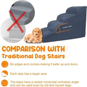 img 2 attached to 🐶 High Density Foam Dog Ramp Pet Stairs 4 Steps - Non-Slip, Soft Wide Deep Foam Ladder for Older or Disabled Dogs - Perfect for Bed, Couch, Sofa - Blue