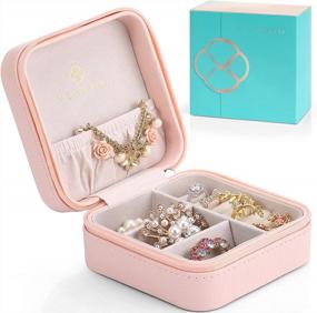 img 4 attached to Vlando Small Jewelry Box Organizer, Travel Jewelry Display Case For Girls Women Christmas (Pink)