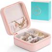 vlando small jewelry box organizer, travel jewelry display case for girls women christmas (pink) logo