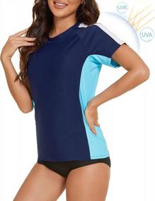 img 3 attached to UPF 50+ Women'S Swimwear: Short Sleeve Rash Guard, Sun Protection Bathing Suit Top By Lecieldusoir