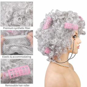 img 2 attached to Aodaer 9 Pieces 100Th Day Of School Granny Wig Costume Set Old Lady Wig Glasses Faux Pearl Necklace Bracelet Kerchief
