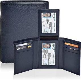 img 4 attached to RFID Leather Trifold Wallets Men Men's Accessories ~ Wallets, Card Cases & Money Organizers