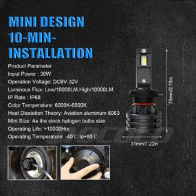 img 2 attached to HOCOLO H7-LED Headlight Bulbs Mini Size 10,000 Lumens Extremely Bright All-In-One Conversion Kit 6000K Cool White-(M2 Type, HOCOLO_H7_Fog/Low Beam)