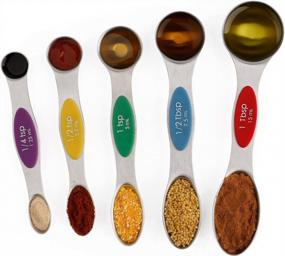img 4 attached to Stainless Steel Magnetic Measuring Spoons Set Of 5 For Dry And Liquid Ingredients With Teaspoon And Tablespoon Measurements