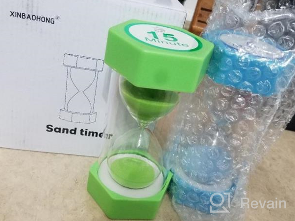 img 1 attached to ⏳ XINBAOHONG Sand Timer Set - 5 Minute and 15 Minute Hourglass Sand Timers for Classroom, Office, Kitchen, and Games - Pack of 2 (Blue 5 Min, Green 15 Min) – 6.3''X 3.2'' review by Emmanuel Nguyen