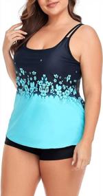 img 2 attached to Flattering Plus Size Tankini Swimsuits With Tummy Control And Long Torso Fit