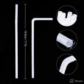 img 3 attached to 🥤 Pack of 500 Milky White Flexible Plastic Straws - 7.7'' Long, 0.23'' Diameter