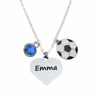 soccer necklace, personalized soccer engraved stainless steel heart charm, custom soccer jewelry gifts for soccer players, teams & coaches logo