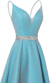 img 1 attached to 👗 Yexinbridal Long Glitter Spaghetti Straps Prom Dress with Beaded Satin V-Neck - Formal Evening Gowns