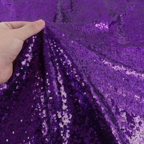img 4 attached to 6Ft Purple Glitter Sequin Fabric - 2 Yards Mesh Material For Sewing And Little Mermaid Projects