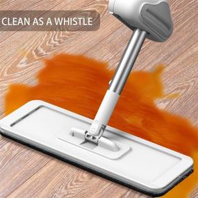 img 2 attached to 🧹 Auckway Flat Mop - Efficient Self-Wringing Floor Cleaning Mop with 360 Hands-Free Technology and 4 x Washable Microfiber Pads - Ideal for Hand-Free, Easy Floor Cleaning - KPFAUC5 Sambo White