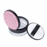 bling rhinestone makeup loose powder empty box with powder puff,elasticated net sifter and mirror refillable empty container for home or trip (pink) logo