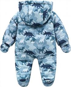 img 3 attached to JunNeng Baby Toddler Thicken Fleece Lined Footed Romper Snowsuit With Gloves,Winter Cartoon Animal Snow Wear Jumpsuit Outfit