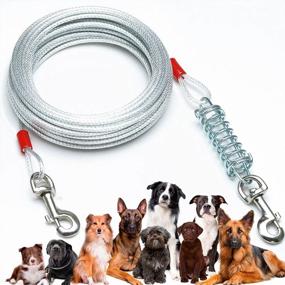 img 4 attached to Dog Tie Out Cable -20/30/50/60/75Ft Tie Out Cable For Dogs With Durable Spring For Outdoor, Yard And Camping No Tangle Rust Proof Training Dog Leash For Medium To Large Dogs Up To 125 Lbs