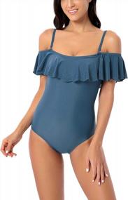 img 4 attached to Joyaria Womens Off Shoulder Ruffled One Piece Swimsuits Flounce Monokini Bathing Suits