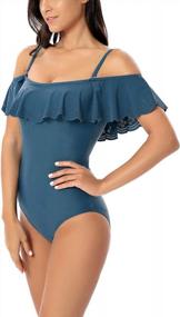 img 2 attached to Joyaria Womens Off Shoulder Ruffled One Piece Swimsuits Flounce Monokini Bathing Suits