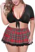 juicyrose plus size school girl outfit lingerie, cosplay baby doll set with tie top and mini skirt (t012,black,2xl) logo