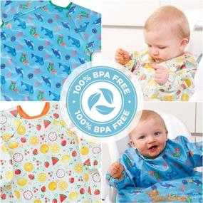 img 3 attached to 👶 ShiShu Creations Weaning Bib: Waterproof & Stain Resistant, Long Sleeve Bib for Baby Led Weaning (BLW)