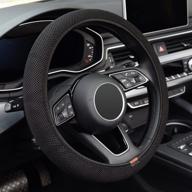 🚗 universal 15 inch zhol elastic stretch steering wheel cover - breathable microfiber ice silk - anti-slip, easy carry - black - steering wheel covers for women and men logo