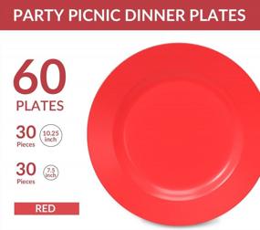 img 3 attached to Plastic Plates Disposable, Red, 60 Pcs