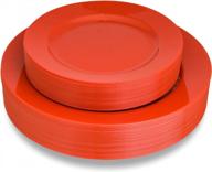 plastic plates disposable, red, 60 pcs logo