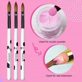 img 2 attached to Saviland 3Pcs Acrylic Nail Brush Set - Kolinsky Sizes 8/10/14 For Acrylic Application, Nail Extension With Black & White Handle Beginner Professional